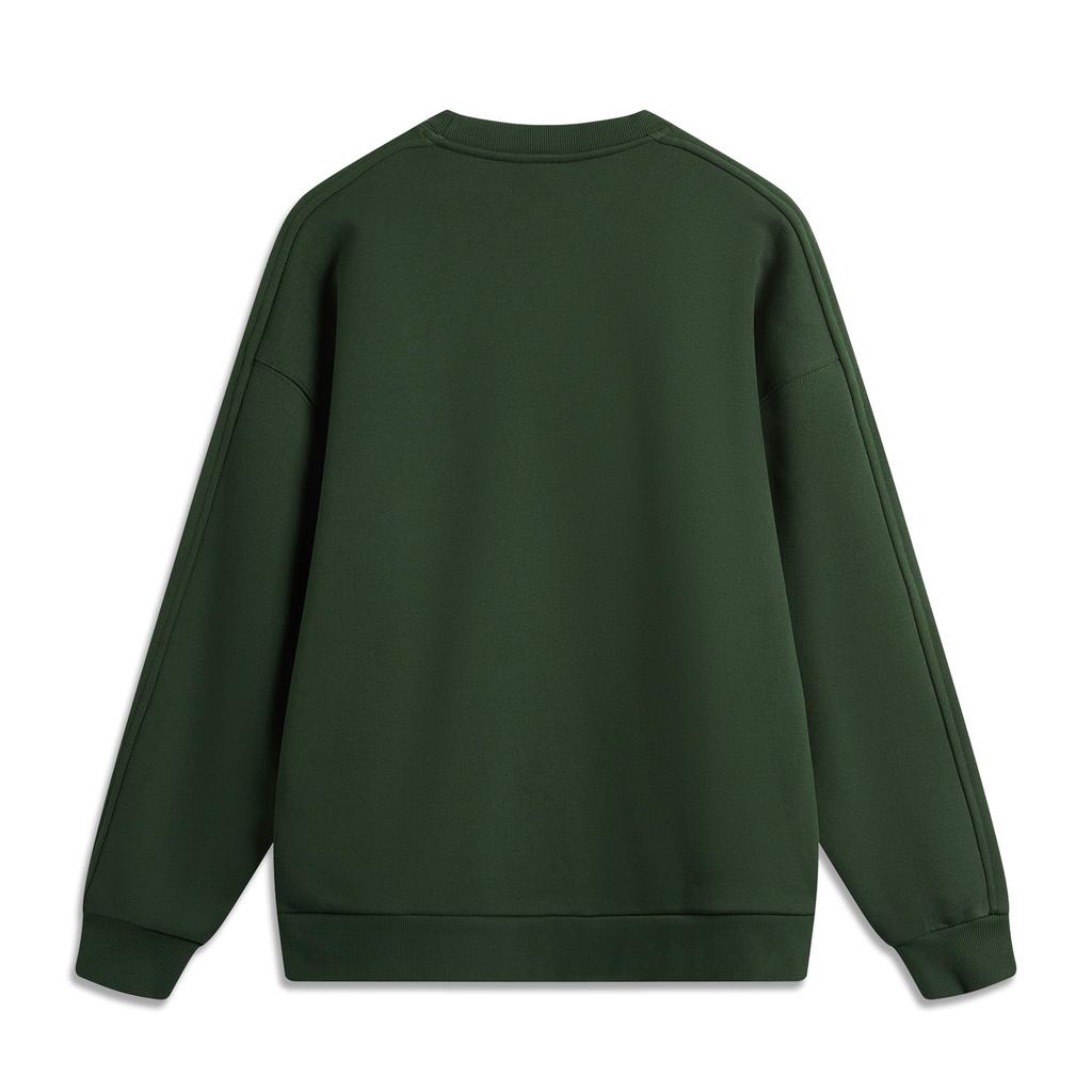 Li Ning Sports Lifestyle Series Letter Print Удобная теплая универсальная повседневная толстовка с длинным рукавом Унисекс толстовка Seaweed-Green AWDU979-5