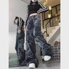 Trendy Graffiti Print Jeans – Flared Street Style 'Dragon Year' Hip-Hop Pants
