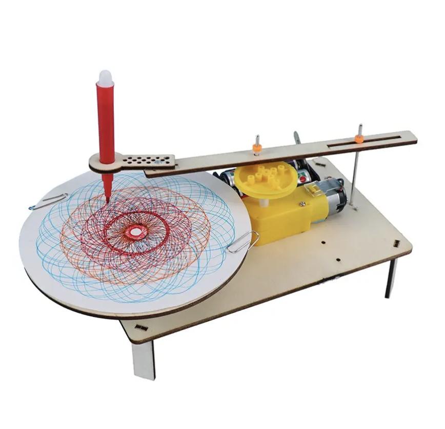 Сделай сам Детский пазл Сборка Деревянный Электрический Плоттер Комплект Модель Автоматический Рисующий Робот Научный Физический Эксперимент Игрушка
