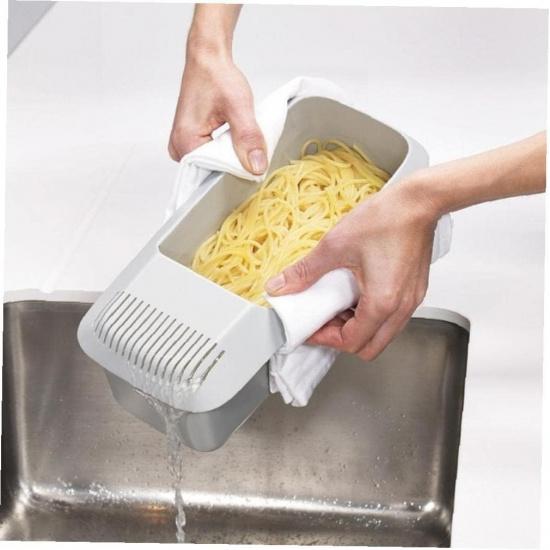 Microwave Pasta Cooker with Strainer Spaghetti Bowl Kitchen Tools Heat Resistant Pasta Boat Spaghetti Noodle Cooker