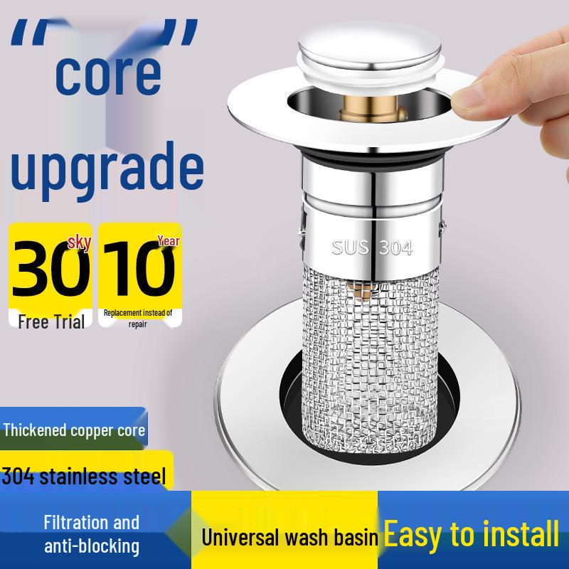 Stainless Steel Pop-up Sink Stopper & Anti-odor Drain Filter