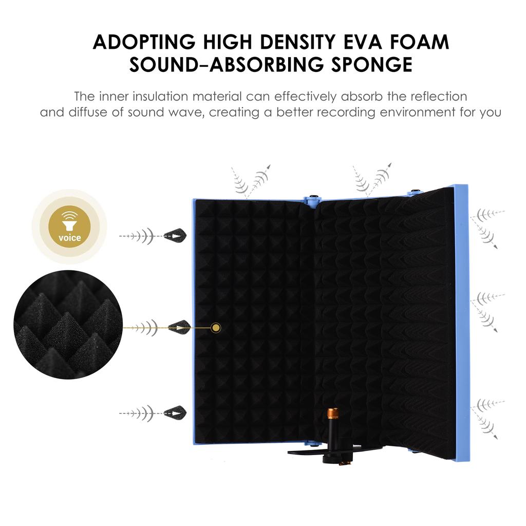 3-дверный профессиональный студийный микрофон для записи, изолирующий экран, складной поп-фильтр, микрофон, ветер