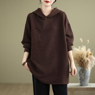 2024 Осень Винтаж Пуловеры Топы Женская Клетчатая Одежда Толстовки Свитшоты Оверсайз Свободные Повседневные