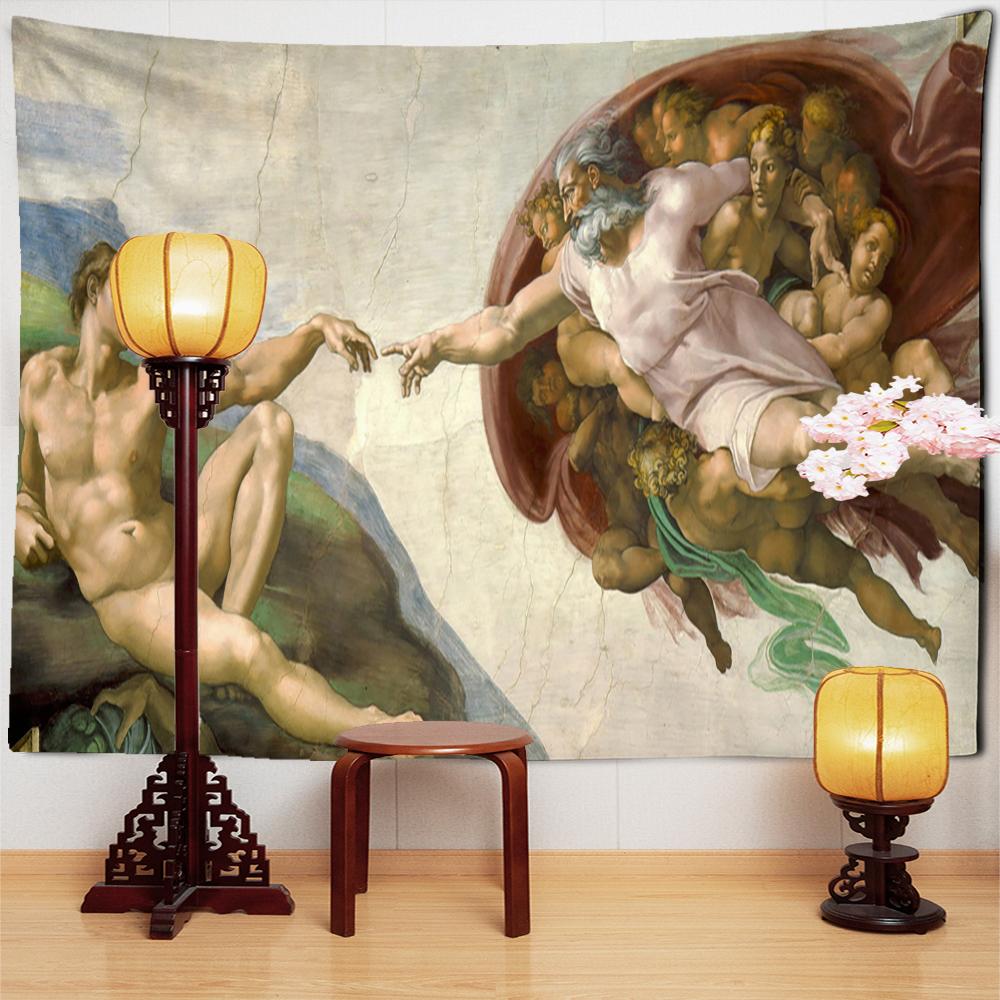 Иисус Ангел Дети Гобелен Настенный Религия Винтаж Искусство Мистический Хиппи Tapez Домашний Декор Фон Ткань