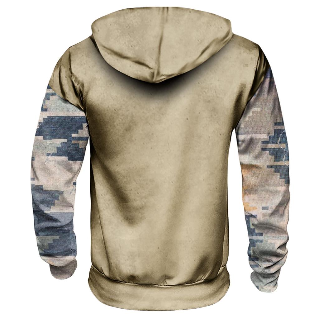 Осенний мужской свитер с большим капюшоном и цифровым принтом, новый большой базовый свитер