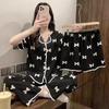 Women's New Pajamas Women's Summer Short-Sleeved Thin Section of The Large Size Loose Simple Lapel Homewear Three-Piece Suit