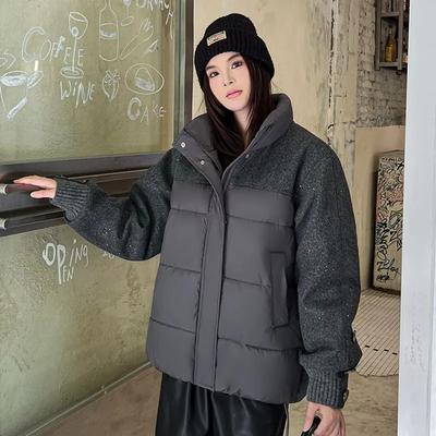 Стеганая куртка Стойка воротник Короткая Большого размера Пуховая куртка Женская Зимняя стеганая куртка Маленькая теплая куртка