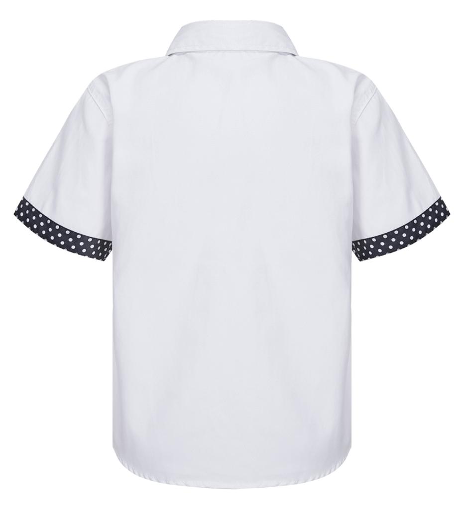 Повседневная рубашка для детей и мальчиков с отложным воротником с короткими рукавами и принтом в горошек, рубашка с отложным воротником, топ