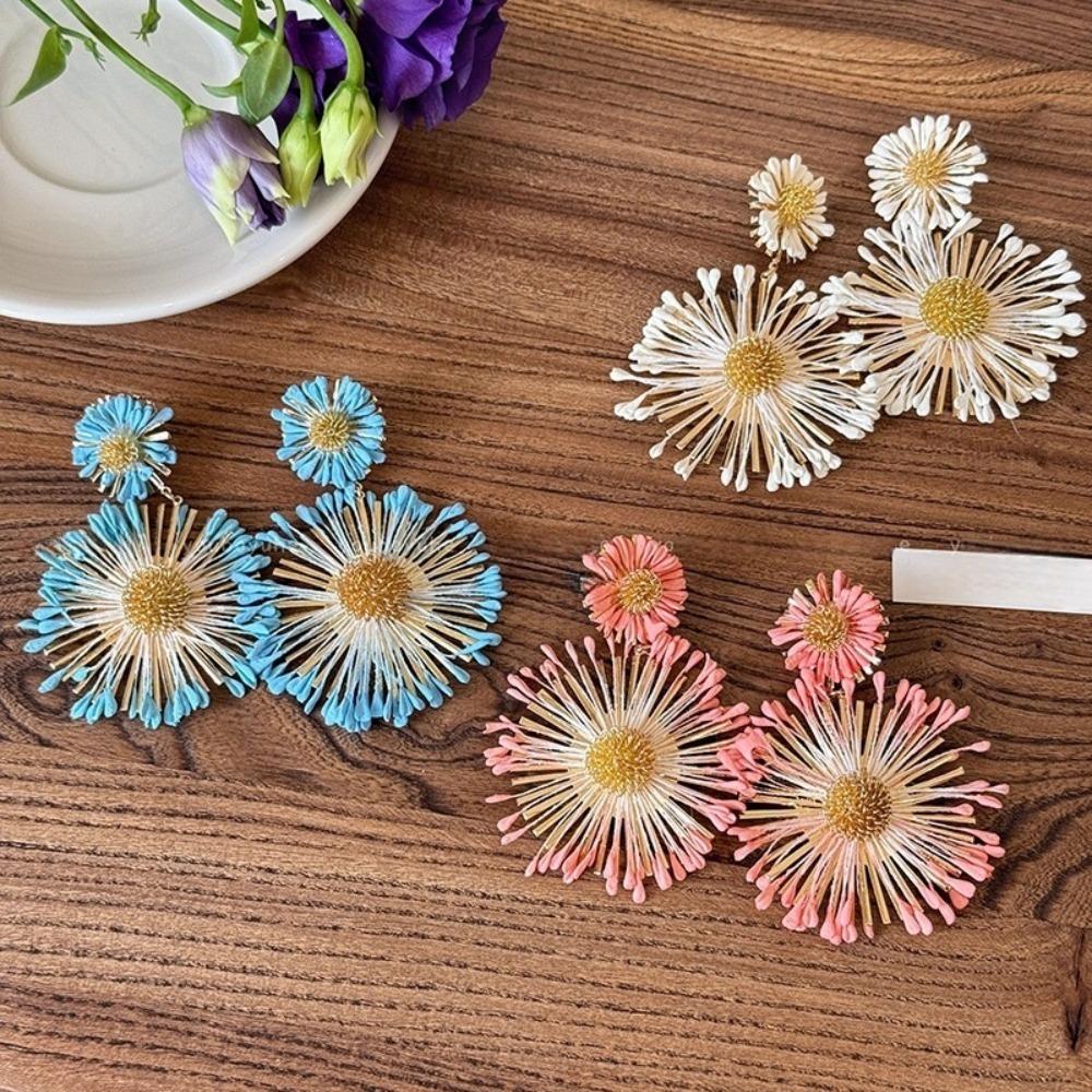 Изысканные серьги-гвоздики в виде подсолнуха, шикарные серьги в виде морского пляжа, модные цветочные серьги-гвоздики для вечеринки