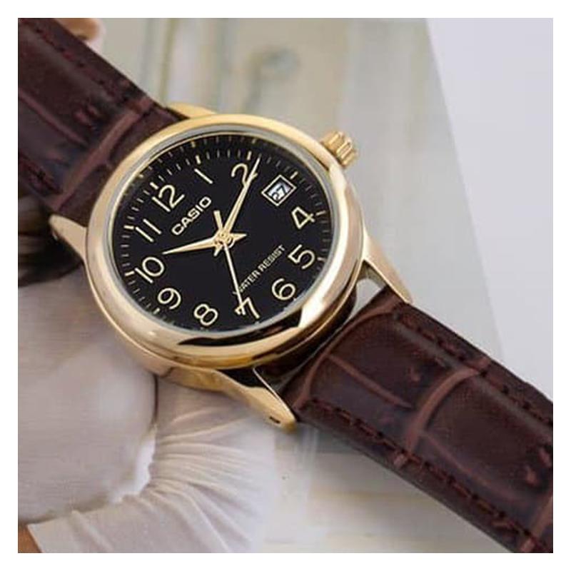 Casio Серия STANDARD Модная Ретро Простая Классическая Серия Стрелочных Водонепроницаемый Кварцевый Механизм Ремешок из Натуральной Кожи Японские и LTP-V002GL-1B