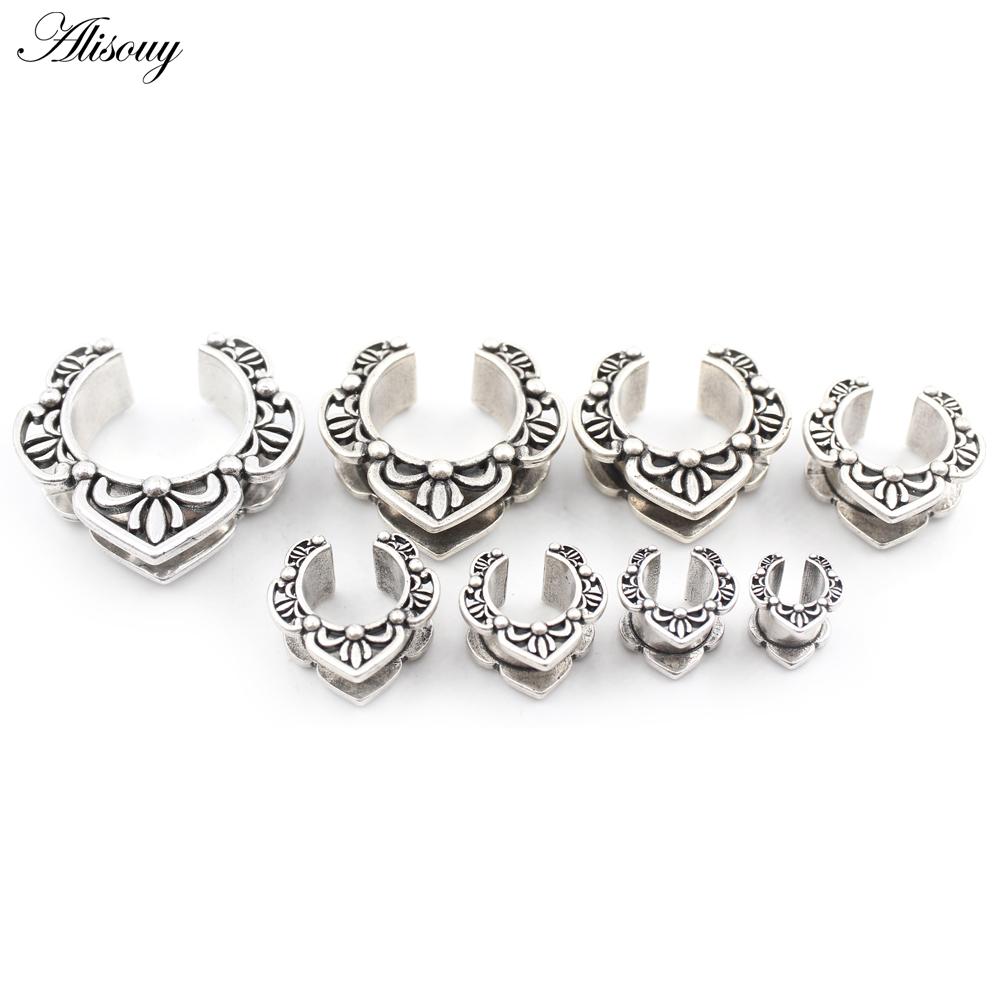 Alisouy 1PC Медь Навозный Жук Цветок Крыло Летучей Мыши Седло Ушные Туннели Затычки Расширитель Растяжитель Измерители Серьги Пирсинг Украшения Для Тела