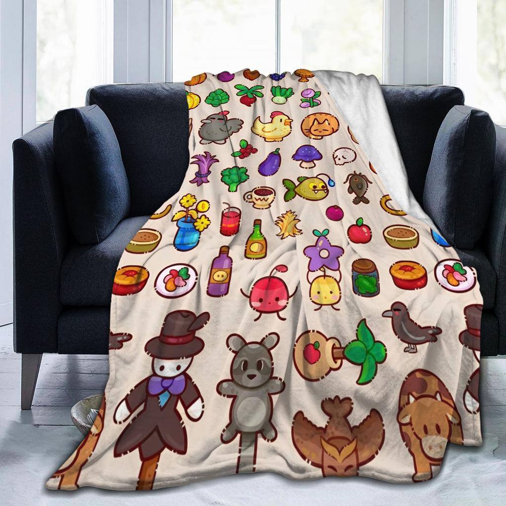 Creature in Stardew Valley Fashion Blankets Flannel Cute Jimino Animals Warm Throw Fashion Blanket for Home Couch Quilt Multi-function