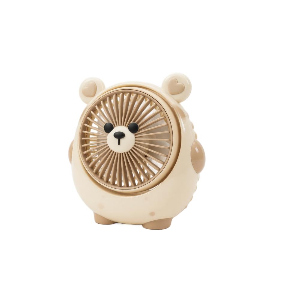 Cute Bear Shaped Desktop Fan USB Rechargeable Portable Small Fan for Office Home Travel Personal Cooling with Adjustable Angle and Quiet Operation
