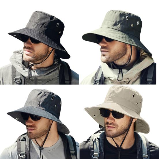 Мужская летняя шляпа от солнца с ветрозащитным ремешком и широкими полями, анти-УФ-защита от солнца, складная портативная кепка для садоводства, рыбалки и путешествий, уличная рыбацкая шляпа