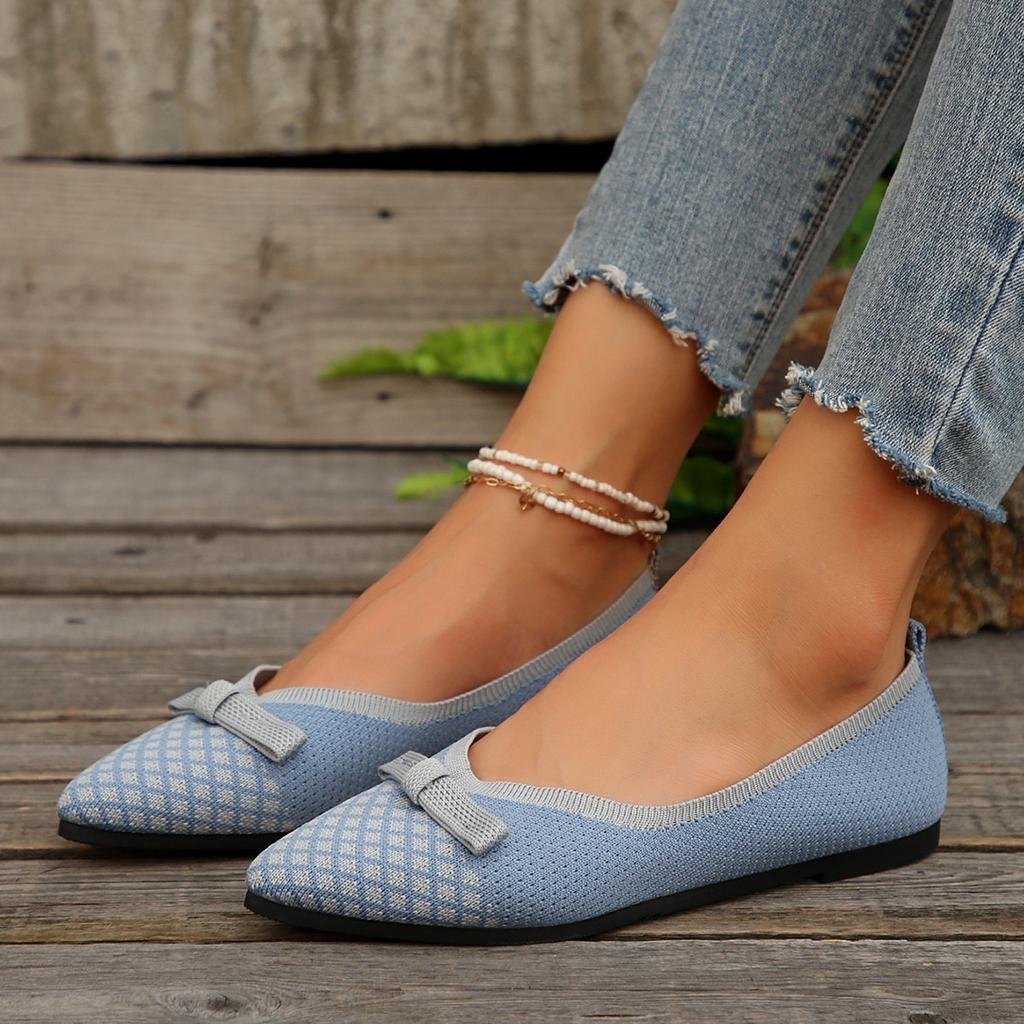 Весенняя женская обувь на плоской подошве, 2024 г., вязаные носки, кроссовки, дышащие женские лоферы без шнуровки, с круглым носком, размеры 36–43, легкие туфли больших размеров