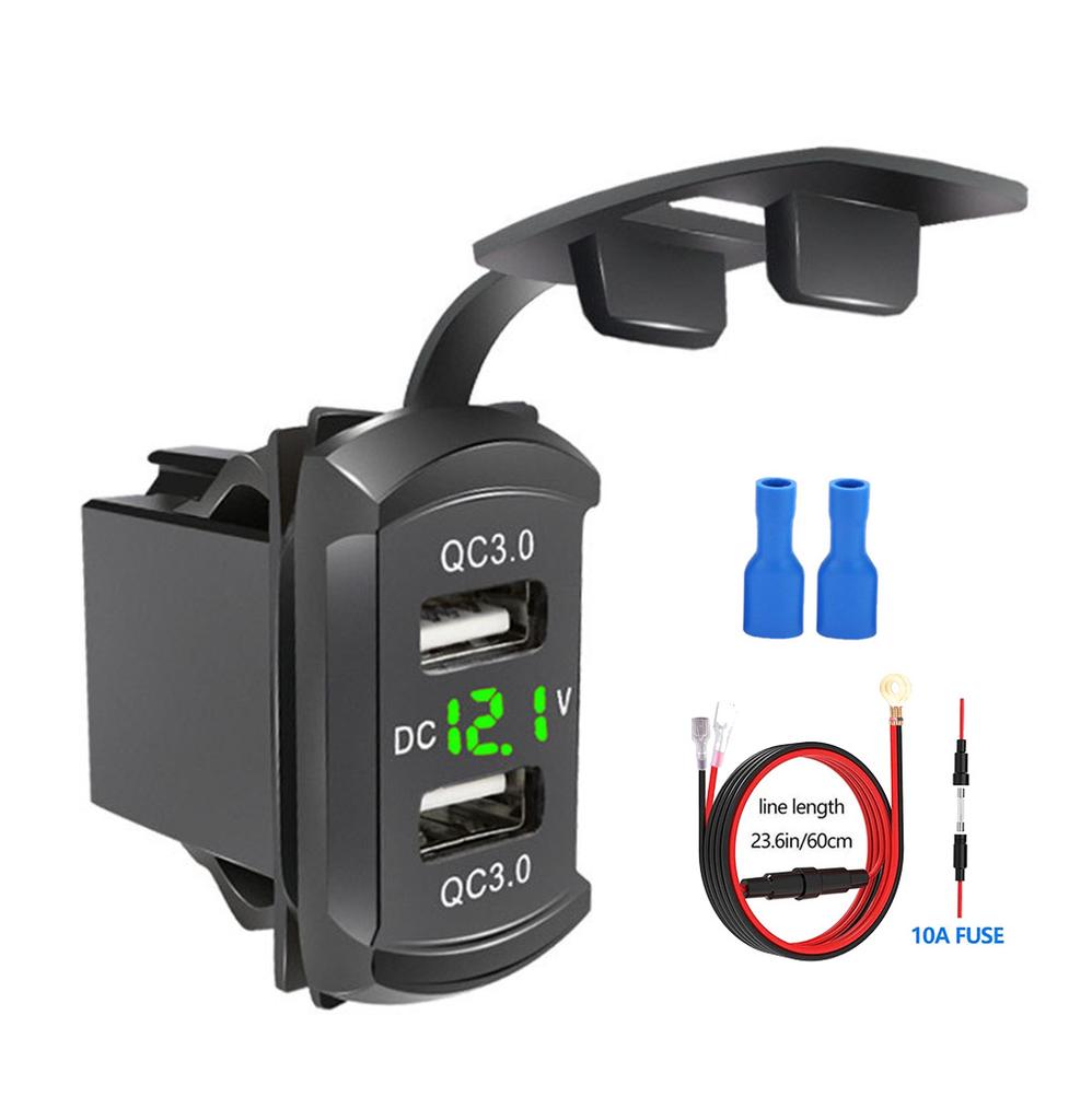 12/24 В двойной USB QC3.0 автомобильное зарядное устройство 4.2A дисплей напряжения с проводкой водонепроницаемые порты автомобильное зарядное устройство для телефона адаптер для iPhone Xiaomi