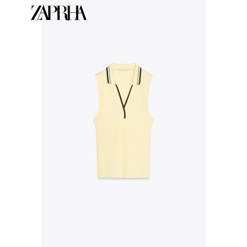 Zaprha2025 New Arrival Beautiful Casual Polo Tops Rib Polo Shirt T-shirt Female Silm Slim Looking 0858315