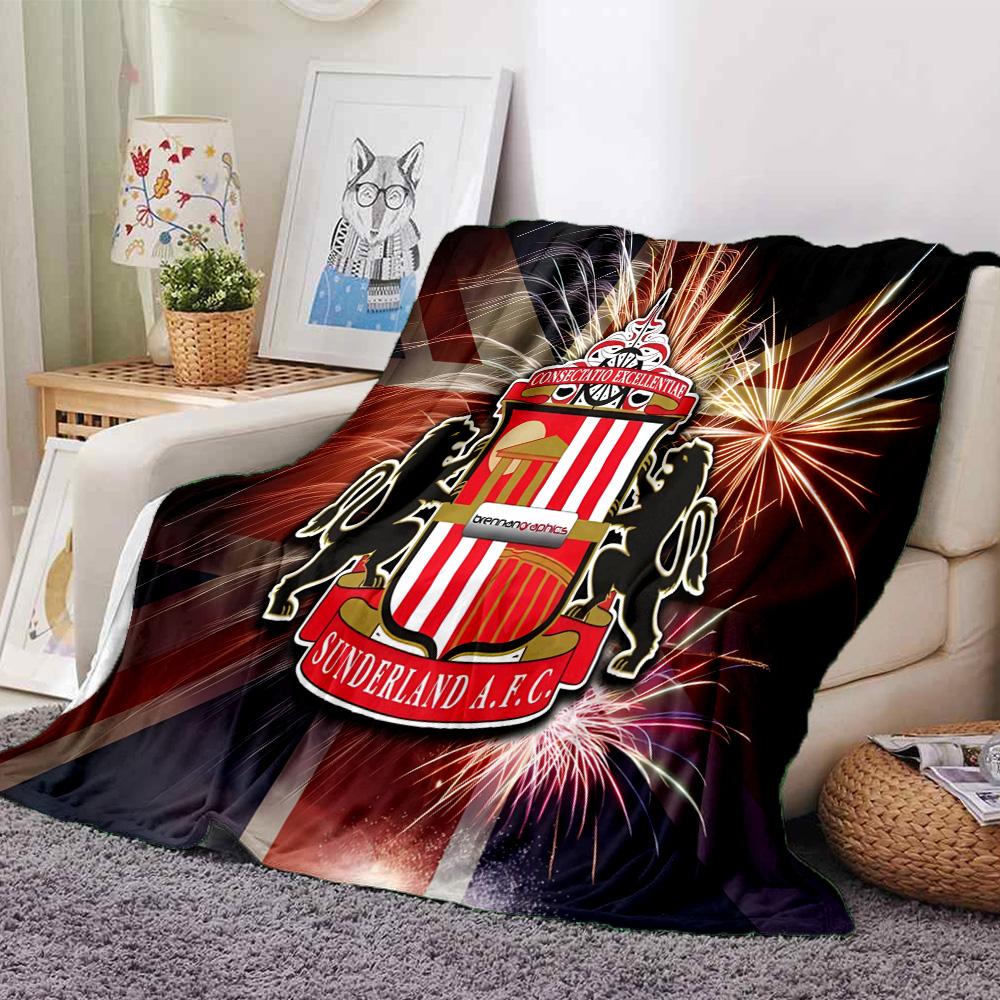 Sunderland football Flannel Blanket, Soft Polyester, Modern Design, All-Season for Camping, Travel, Gifts for holidays or birthdays