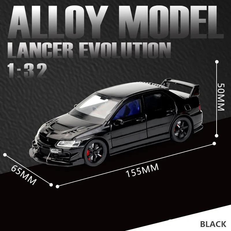 1:32 Model Toy Mitsubishi Lancer Evolution IX Sports Cars Alloy Diecast Pull Back 6 Doors Opened Sound Light Supercar Kids Gifts