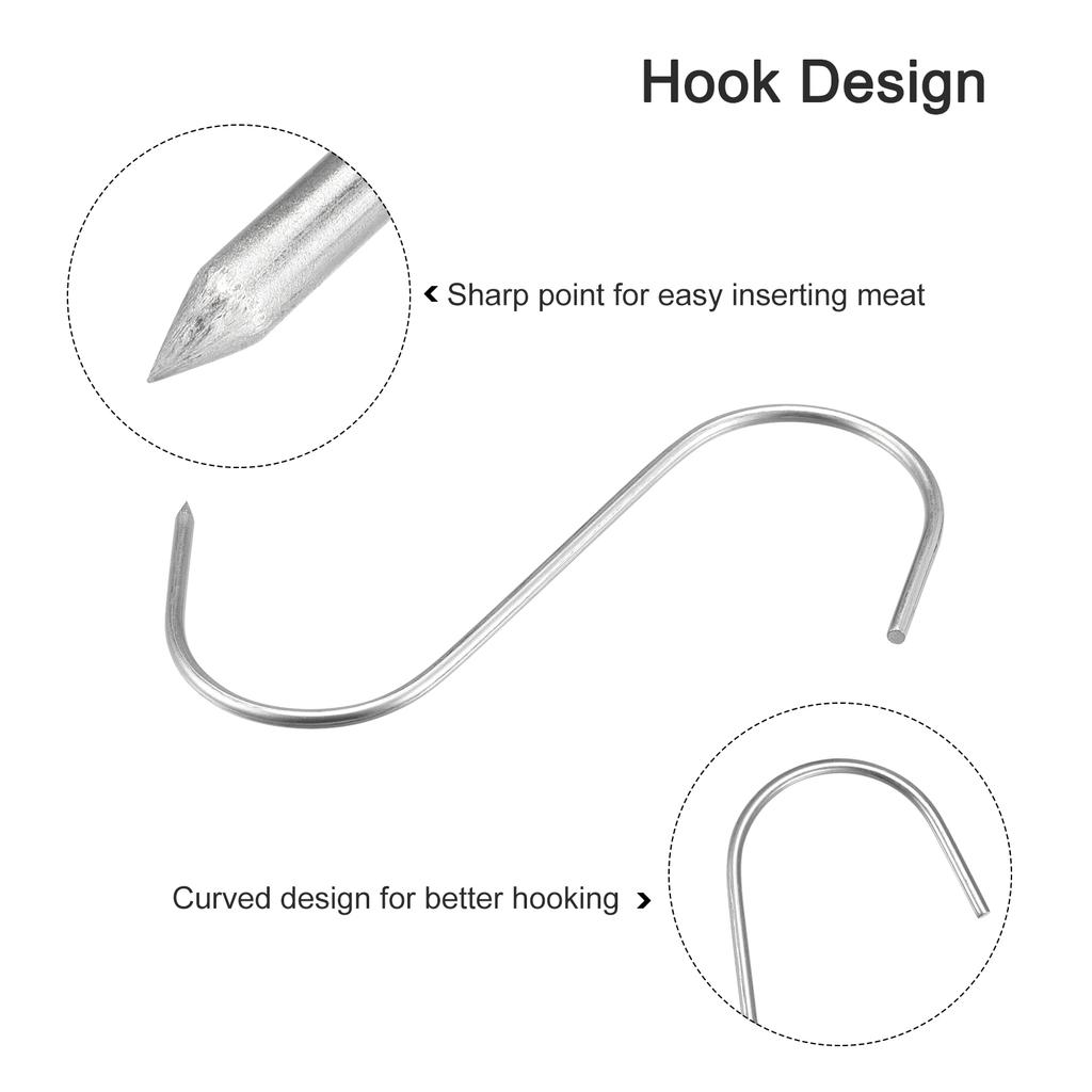 Meat Hanger Hook Stainless Steel S-Hook Baking Tools for Chicken Fish Beef Hanging Drying Smoking Home Storage 2Pcs