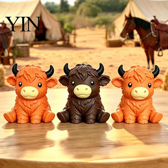 Highland Cow Squeezable Toy Stress Relief Toy, Cattle Sensory Soft Ball Fidget for Office Home and Classroom Relieving Gadget