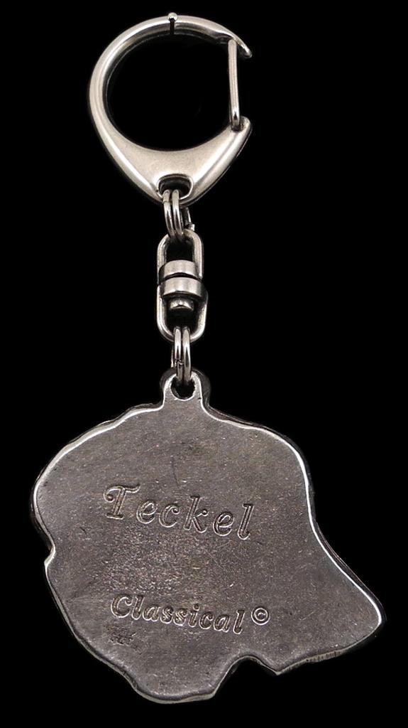 Dachshund IV - Silver-plated key ring with a dog in a gift box, handbag decoration, backpack pendant by Art-Dog brand