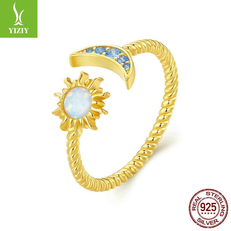 Opal Sun, Moon And Stars Open Ring, Japanese Niche Design Ring Jewelry Scr796