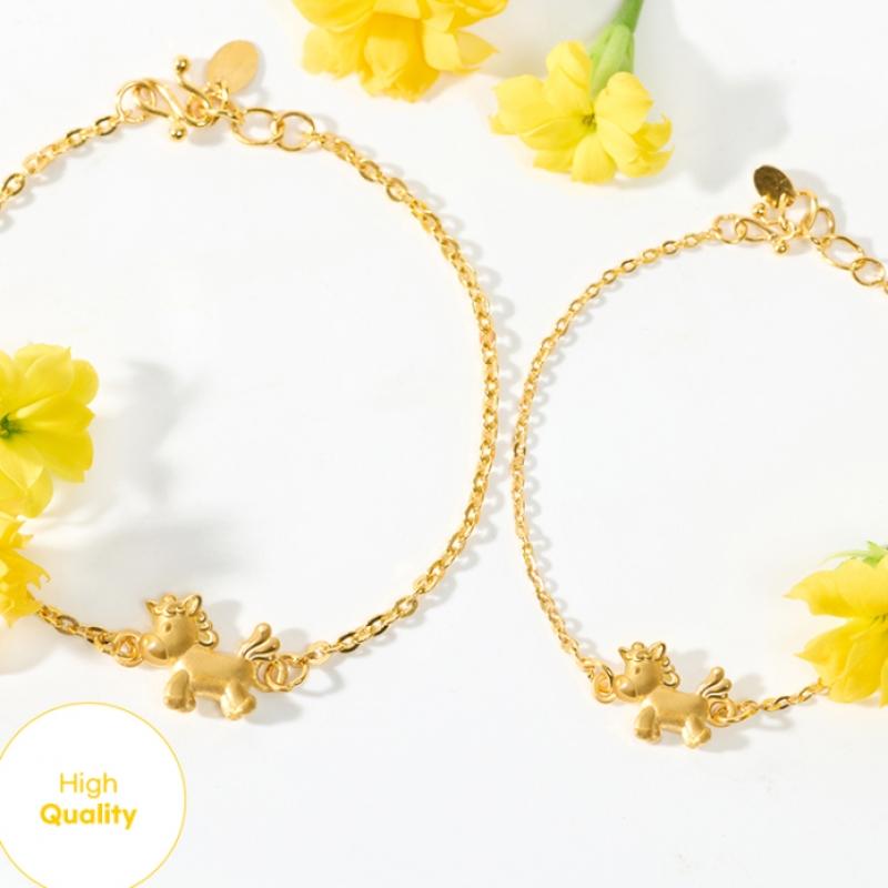 Porti 24k Solid Gold Horse Year Unicorn Chain Bracelet 1.875g