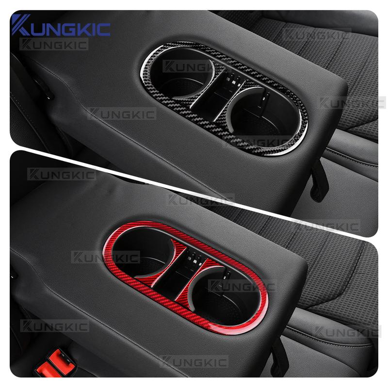 For Seat Ateca 5F 2016 2017-2025 For Cupra Ateca 5F 2018-2025 Real Soft Carbon Fiber Car Rear Drain Cup Holder Trim Sticker