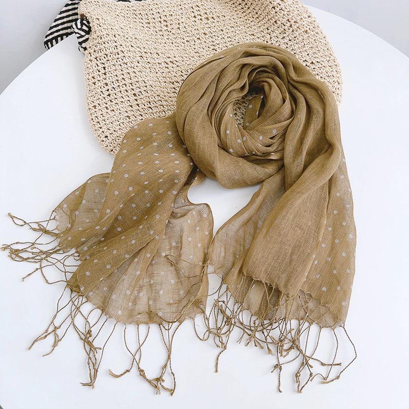 High-end Vintage 100% Linen Scaves Japanese Style Air Conditional Shawls Breathable Weaved Pashmina Wraps for Women