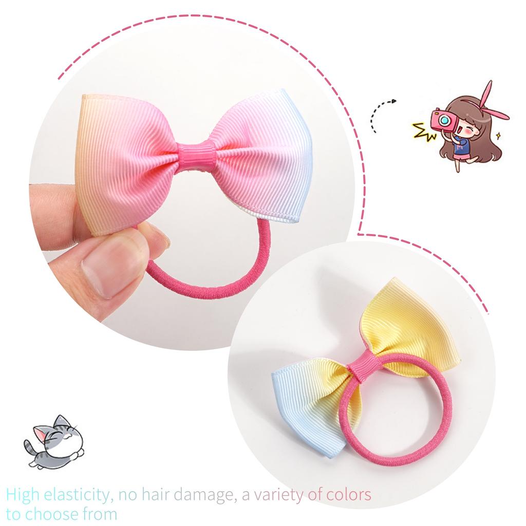 20 шт. милая красочная веревка для волос с узлом бабочки для маленькой девочки, эластичная коса в хвосте, детские аксессуары для волос для ежедневного использования