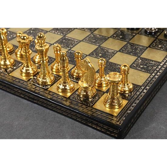 Staunton Inspired Brass Metal Роскошный набор шахматных фигур 30,48 см, золото, черный