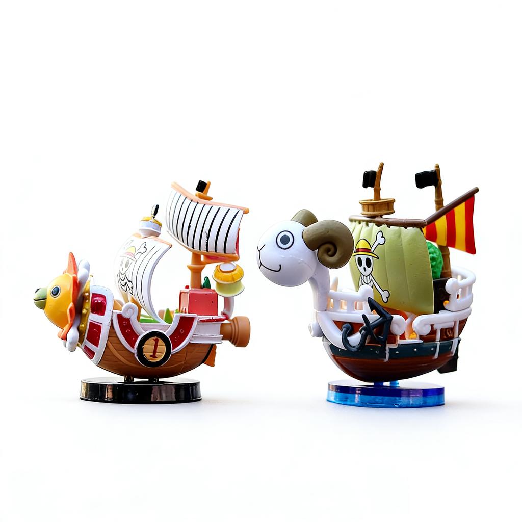 2pcs One Piece Pirate Ships Thousand Sunny Going Merry Sunny Pirate Ship Models Ornaments Ship Model Collectibles Car Decoration