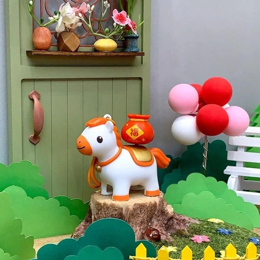 DIY Craft Zodiac Pony Keyring Press To Rotate Bag Pendant Horse Keychain  Keychain Accessory