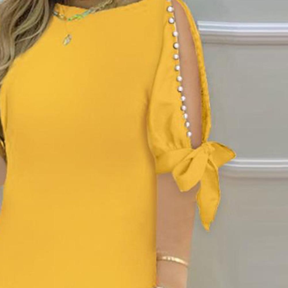 Женское мини-платье с открытыми плечами, женские летние свободные повседневные платья с жемчугом и бисером