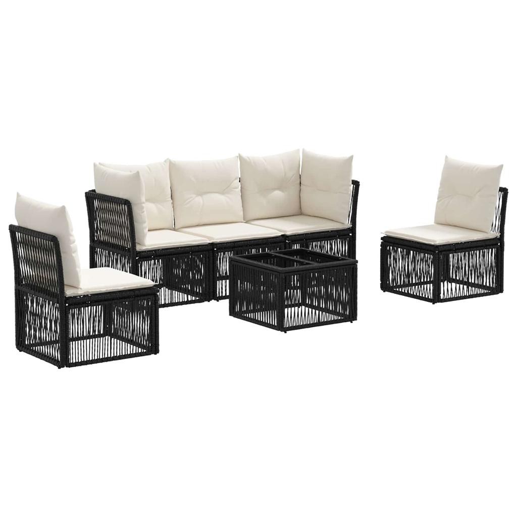 Garden Sofa Set 6 pcs Black Poly Rattan