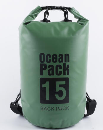 Custom Logo 15L 500D PVC Tarpaulin Foldable Roll-Top Dry Bag Waterproof Travel Accessory for Outdoor Activities-Kayaking Camping