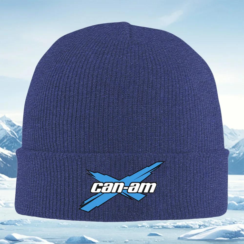 CanAm logo designblue cross Unisex Women Unisex Knitted Hat Beanie Pullover Cap Winter Thermal Warm Christmas Outdoor Cycling Hik