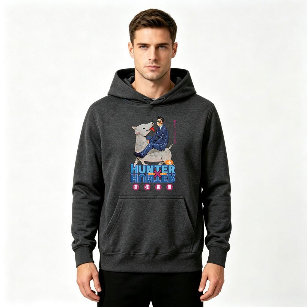 Men's Pullover Hoodie, Anime HUNTER×HUNTER Leorio Print Casual Long Sleeve Hooded Sweatshirt