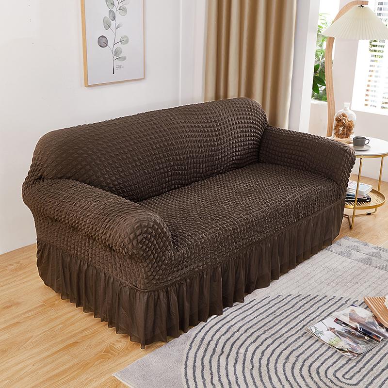 High Elastic Bubble Grid Sofa Cover 1/2/3/4 with Skirt Hem, All Season Universal Pet Anti Dirt