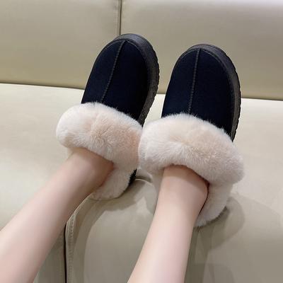 2024 женские тапочки из искусственного меха на толстой подошве, зимние плюшевые теплые хлопковые туфли, женские домашние и уличные нескользящие пушистые тапочки на платформе