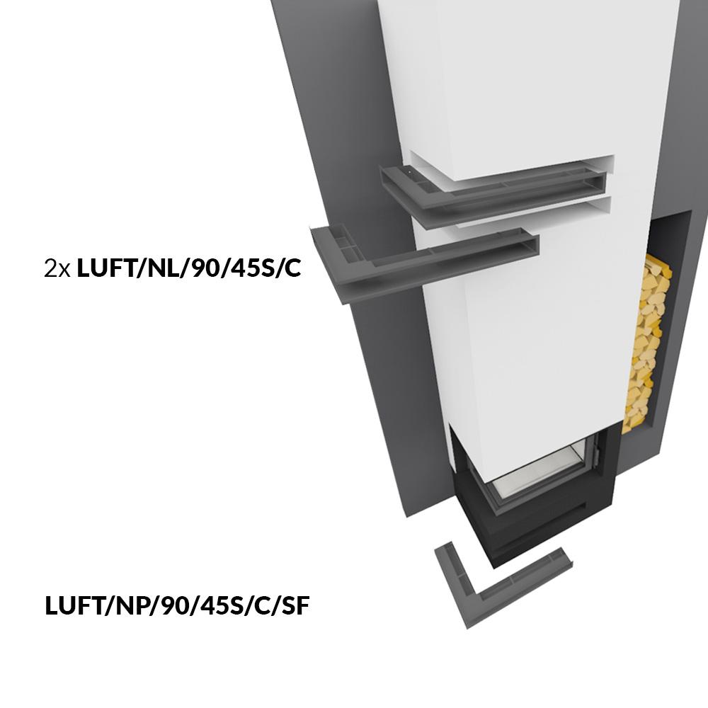 НАБОР ВЕНТИЛЯЦИОННЫХ УГЛОВЫХ КРЫШЕК 3x для ЛЕВОСТОРОННОГО КАМИНА