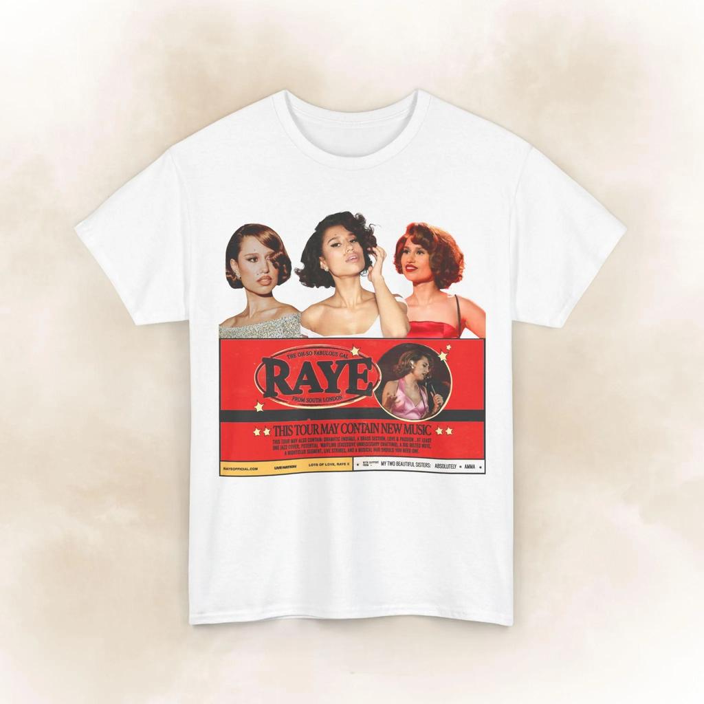 RAYE 2026 Альбом THIS MUSIC MAY CONTAIN HOPE Унисекс графическая футболка Унисекс Круглый вырез Хлопок Короткий рукав Y2k Популярная Оверсайз футболка