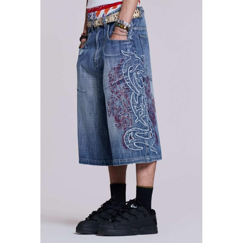 Джинсовые шорты Y2K Streetwear с вышивкой для женщин, свободные, прямого кроя, хлопковые шорты 2026