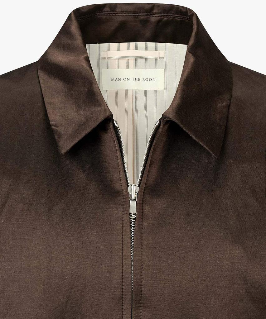 Man On The Boon Glossy Satin Bomber Jacket_Brown 4716109017