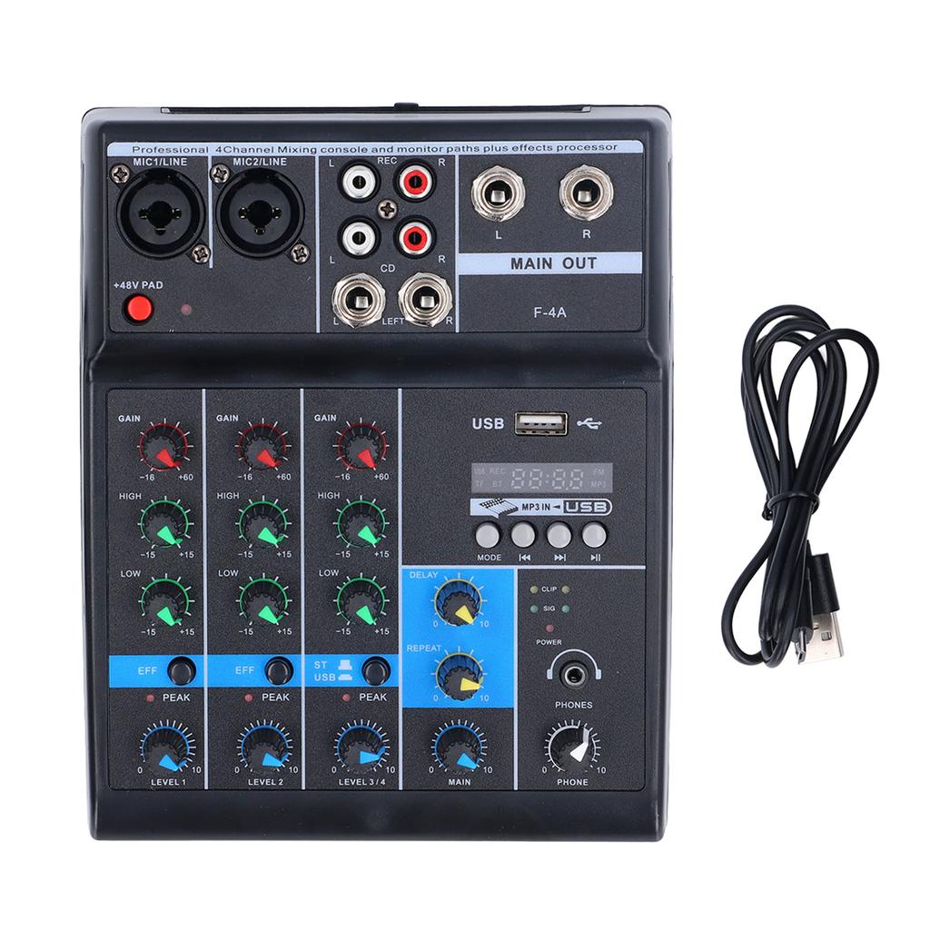 Звуковой микшер USB BT 4-канальный звуковой микшерный пульт с кнопкой фантомного питания 48 В для сценического выступления