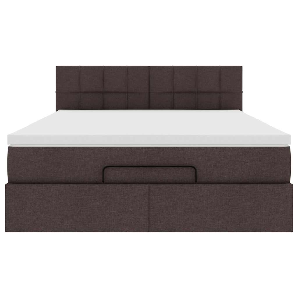 Ottoman Bed with Mattress Dark Brown 140x200 cm Fabric