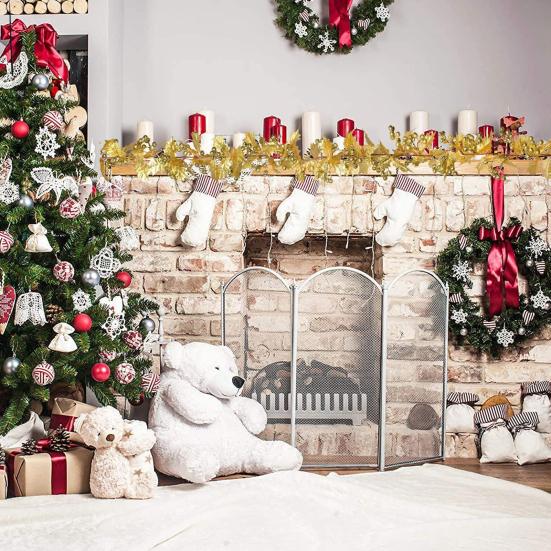 Рождественский блестящий лист-трость, праздничный имитационный дизайн, кулон, декоративный, экологически чистый, золотой, серебряный, декор из ротанга