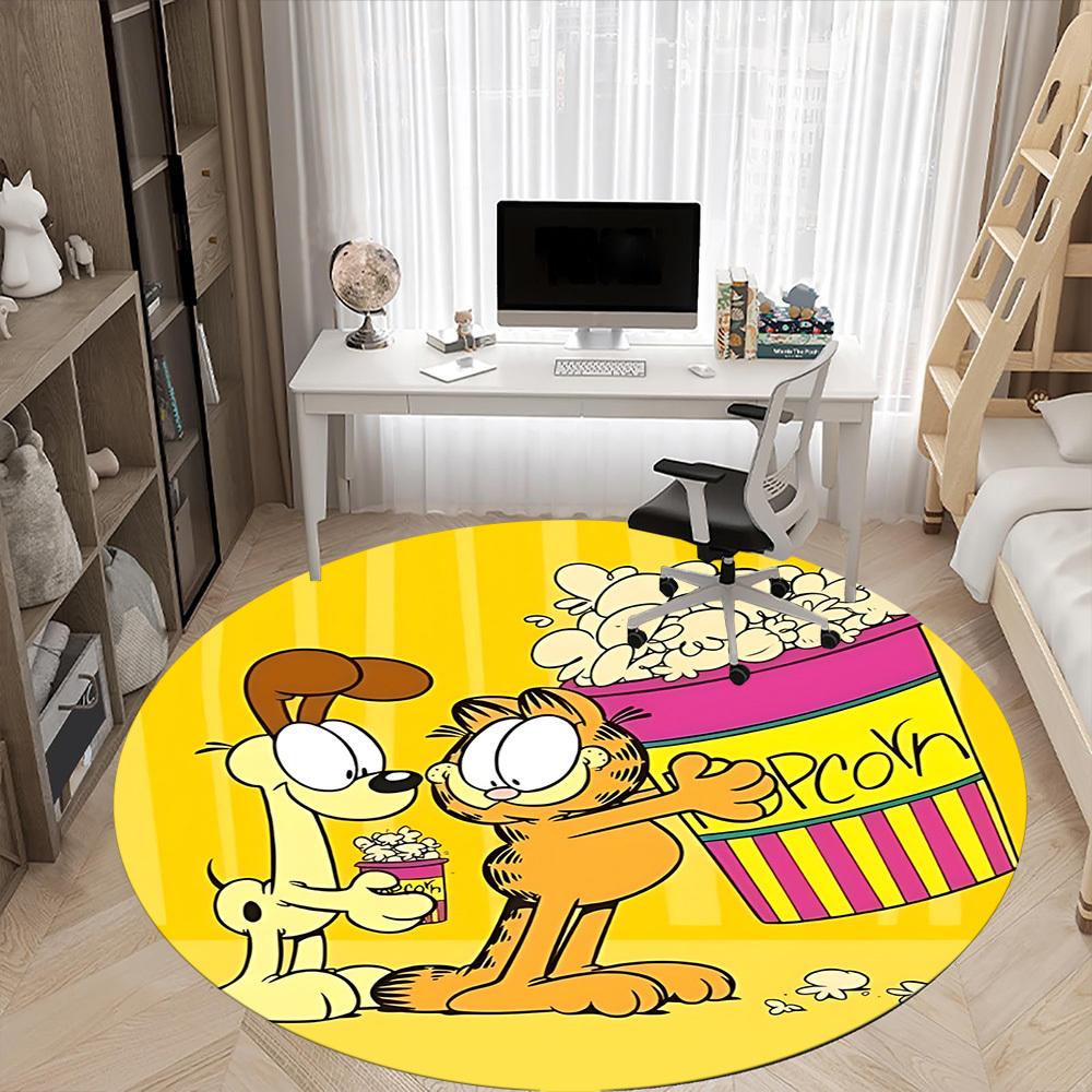 1 шт. Круглый ковер Garfield Movie Night для офиса, спальни, гостиной, декор для дома, декор комнаты, Offic a1016098