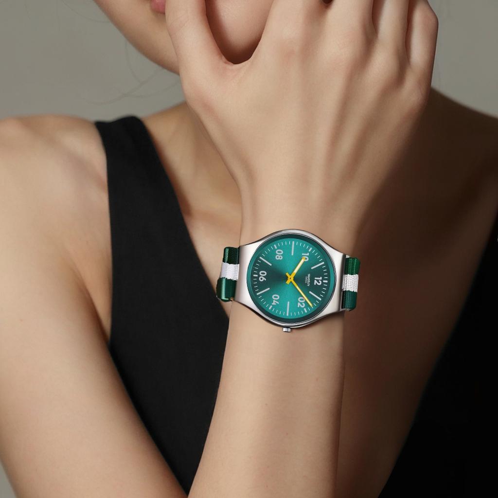 Swatch ESSENTIALS Кварцевый механизм Водонепроницаемость 30 м Унисекс Часы 42*45,6 мм Зеленый циферблат Корпус из нержавеющей стали SS07S149